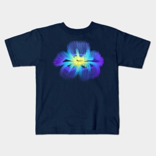 Brilliant Blue Hibiscus Abstract Flower Kids T-Shirt